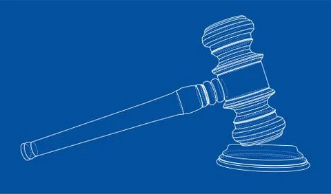 3D outline gavel. Vector rendering of 3d Illustrazione stock