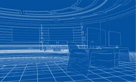 3D outline interior. Vector rendering of 3d Stock Illustration