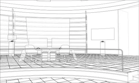 3D outline interior. Vector rendering of 3d Stock Illustration