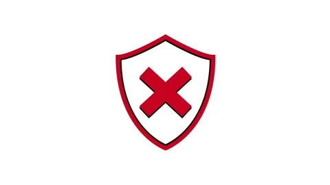 3D outline red shield icon animation with crossmark symbol and line reveal. Stock Footage 344354899