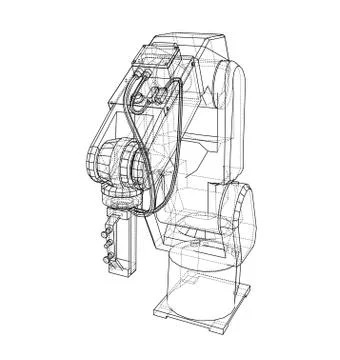 3D outline Robotic arm. 3d illustration Illustrazione stock
