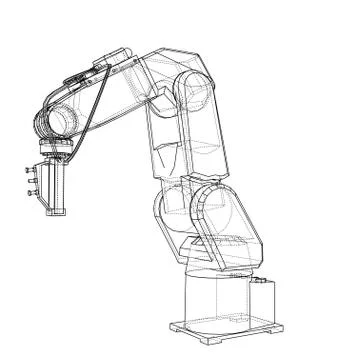 3D outline Robotic arm. 3d illustration Stock Illustration