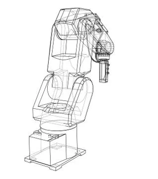 3D outline Robotic arm. 3d illustration Stock-Illustration