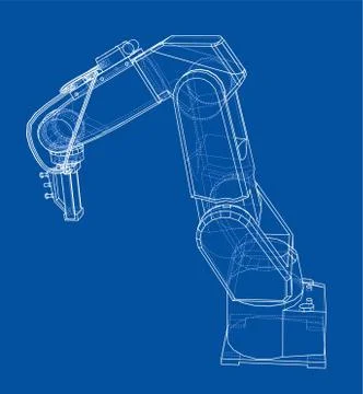 3D outline Robotic arm. 3d illustration Stock Illustration