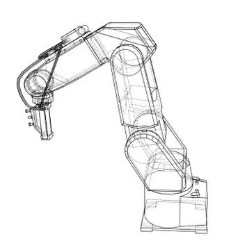 3D outline Robotic arm. 3d illustration Illustrazione stock