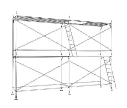 3D outline scaffold. Vector rendering of 3d Stock Illustration