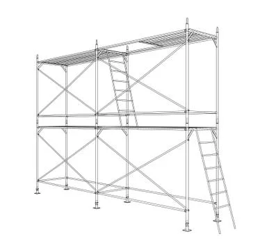 3D outline scaffold. Vector rendering of 3d Stock Illustration