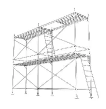 3D outline scaffold. Vector rendering of 3d Stock Illustration