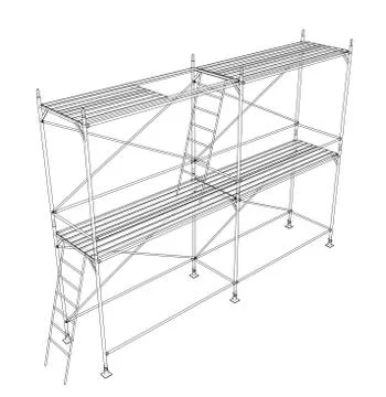 3D outline scaffold. Vector rendering of 3d Stock Illustration
