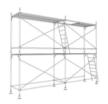 3D outline scaffold. Vector rendering of 3d Ilustración de archivo