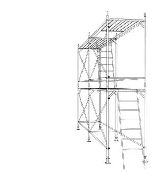 3D outline scaffold. Vector rendering of 3d Stock Illustration