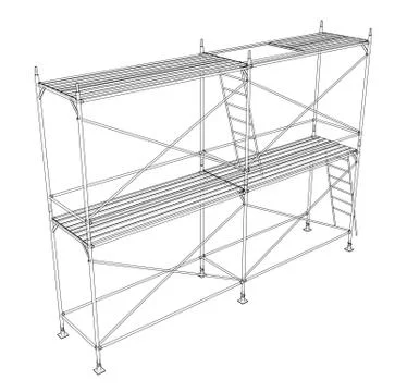 3D outline scaffold. Vector rendering of 3d Stock Illustration