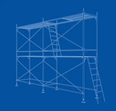 3D outline scaffold. Vector rendering of 3d Stock Illustration