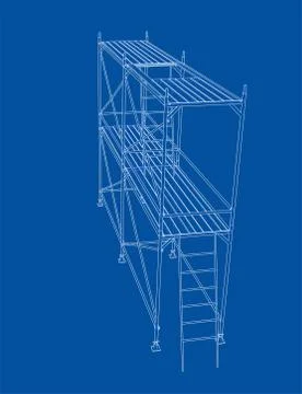 3D outline scaffold. Vector rendering of 3d Stock Illustration