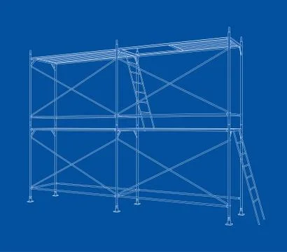 3D outline scaffold. Vector rendering of 3d Stock Illustration