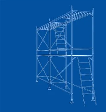 3D outline scaffold. Vector rendering of 3d Stock Illustration