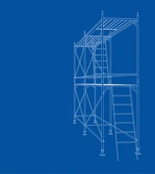 3D outline scaffold. Vector rendering of 3d Stock Illustration