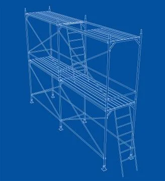 3D outline scaffold. Vector rendering of 3d Stock Illustration
