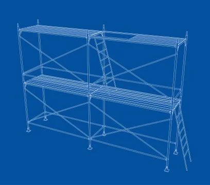 3D outline scaffold. Vector rendering of 3d Stock Illustration