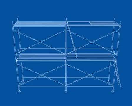 3D outline scaffold. Vector rendering of 3d Stock Illustration