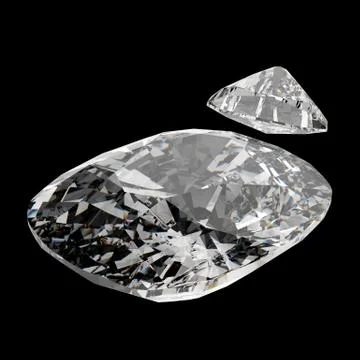 3d oval cut diamond, isolated on dark background Stock Illustration