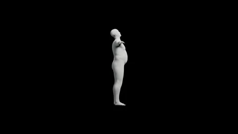 3D Overweight Male Figure Posing Turntable Matte Black Black Stock Footage 331506833