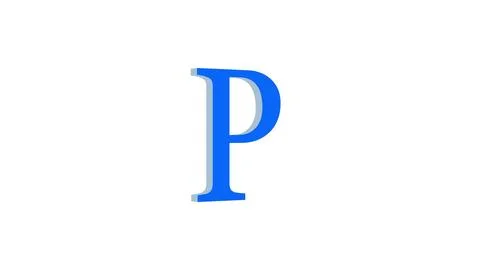 3d P letter logo loopable rotated blue color white background Illustrazione stock