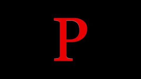 3d P letter logo loopable rotated red color animation black background Stock Illustration