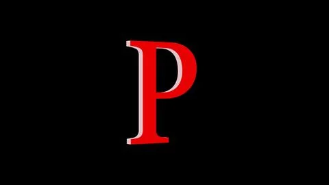 3d P letter logo loopable rotated red color black background Illustrazione stock