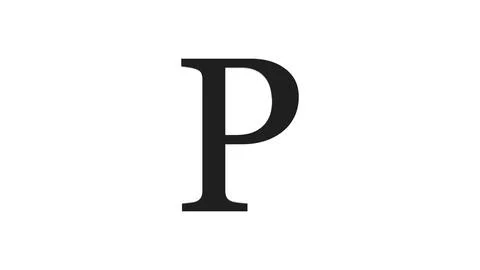 3d P letter logo loopable black color white background Illustrazione stock