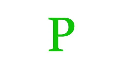 3d P letter logo loopable green color white background Illustrazione stock