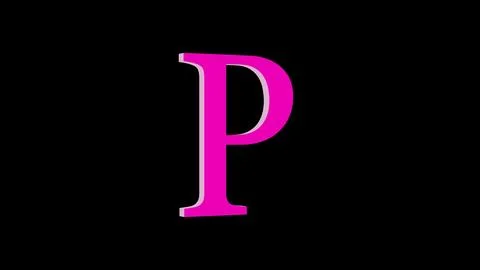 3d P letter logo loopable pink color black background Stock Illustration