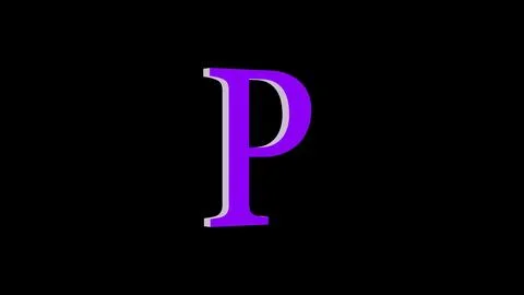 3d P letter logo loopable purple color black background Illustrazione stock