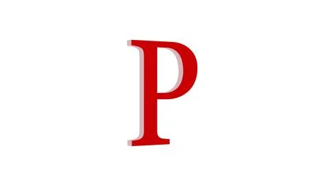 3d P letter logo loopable red color white background Illustrazione stock