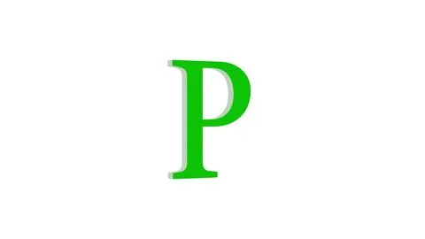 3d P letter logo loopable rotated green color white background Illustrazione stock