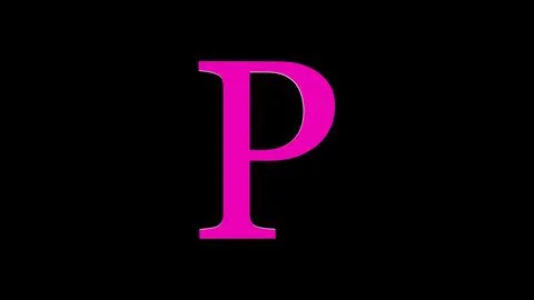 3d P letter logo loopable rotated pink color black background Illustrazione stock