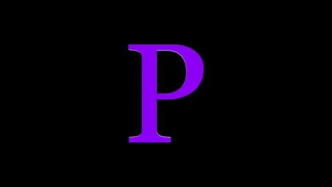 3d P letter logo loopable rotated purple color black background Stock Illustration