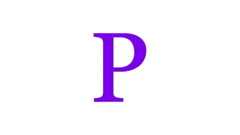 3d P letter logo loopable rotated purple color white background Stock Illustration
