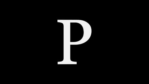 3d P letter logo loopable rotated white color black background Stock Illustration