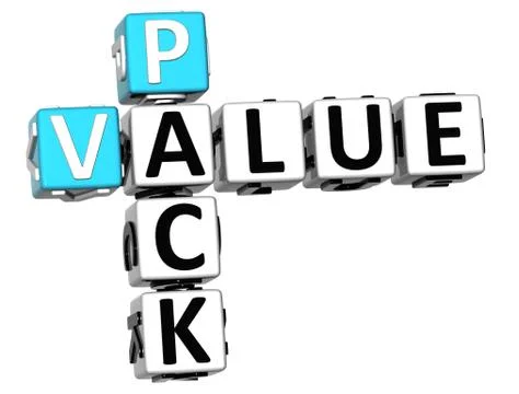 3d pack value crossword on white background Stock Illustration
