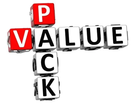 3d pack value crossword on white background Stock Illustration