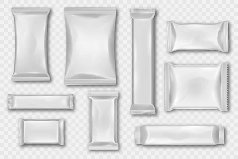 3d package. Chocolate bar pack mockup. White flow of wrapper. Snack pouch Stock Illustration