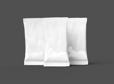 3D packaging render of pillow food snack bag isolated on a dark background. Stock Illustration