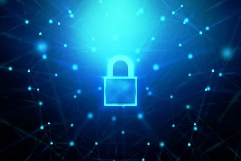 3D Padlock with connection line Stock Illustration