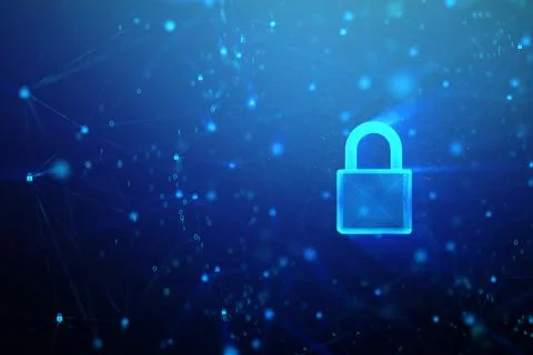 3D Padlock with connection line Stock Illustration