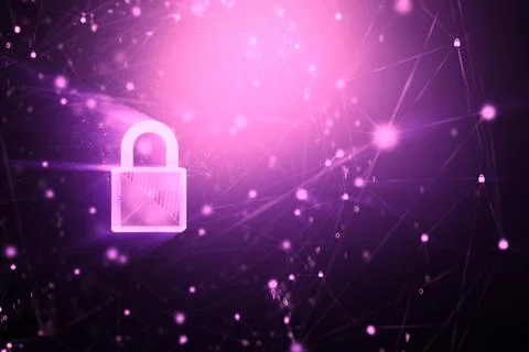 3D Padlock with connection line Stock Illustration