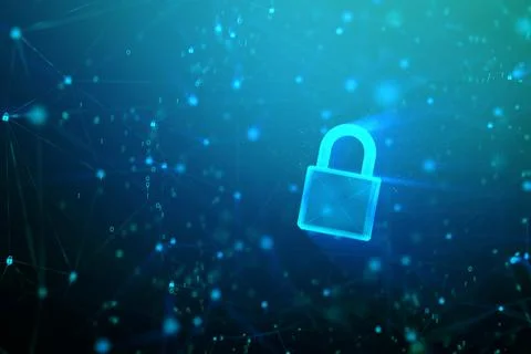 3D Padlock with connection line Stock Illustration