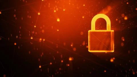 3D Padlock with connection line, with lighting shallow depth of field and gli Stock Illustration