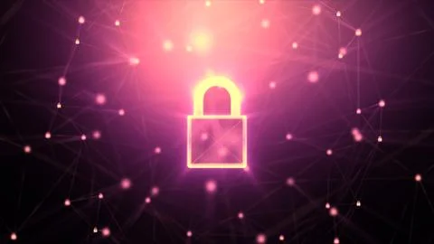 3D Padlock with connection line, with lighting shallow depth of field and gli Stockillustratie