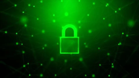 3D Padlock with connection line, with lighting shallow depth of field and gli Stock Illustration